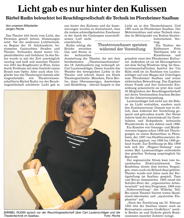 Zeituingsartikel &uuml;ber B&auml;rbel Rudin