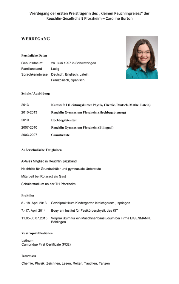 Werdegang der Preistr&auml;gerin